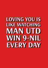 Manchester United 9-0 Valentine's and Anniversary card created by Pottsy Prints