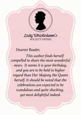 Lady Whistledown Birthday Card created by Sweetlove Press