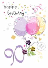 90 Age Milestone Balloons and Confetti Birthday Card created by SABIVO Design by Sabina