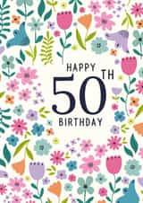 Pretty floral 50th Birthday card created by Sarah Corcoran