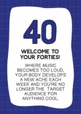 Funny fortieth (40th) birthday card created by Letters & Lines