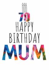 Mum 70th Birthday Card - Abstract Art - Birthday Cake and Candles created by size3art