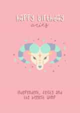 Aries Zodiac birthday card created by Laura Mason