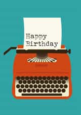 typewriter illustration Birthday Card 3644 created by Gail Myerscough