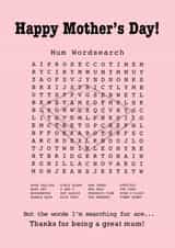 Mother’s Day Mum Wordsearch Card created by Funnilyenough