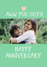 Personalised Anniversary Photo Card created by Giddy Kipper - Couple Anniversary Photo Card