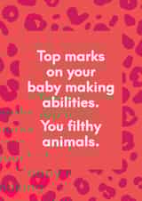 Congratulate the filthy animals on their new baby card created by Elaine Miles