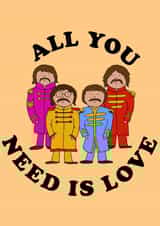 The Beatles - all you need is love anniversary/friend card for music lovers created by Hannah @rocknrollbabies