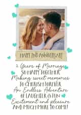 Personalised Anniversary Photo Card created by Giddy Kipper - Cute Personalised Polaroid Anniversary Card / Photo Card - 2 Years - 2 Years Of Marriage So Happy Together