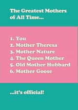 greatest mother Mothers Day Card 36922 created by Danny Walsh