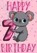 7th Birthday Pink Koala Bear Card created by Love Gifts