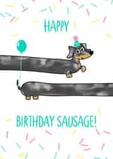Happy birthday card for dachshund lover created by Laura Deakin