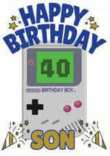 Nintendo Birthday Boy - Happy 40th Birthday Son Game Boy Card created by ShortRound888