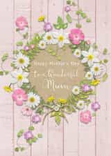 Traditional Mothers Day Card - Flowers - Wreath - Happy Mothers Day To A Wonderful Mum created by Lucy Ledger