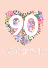 Happy 90th Birthday for her - Pretty peach pastel floral heart created by Little Cat Creates
