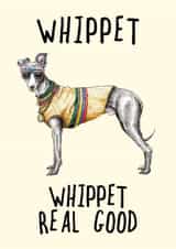 80s Whippet Real Good Dog Birthday Card created by Bewilderbeest