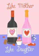 Pretty Mothers Day Card - Mother - Wine - Like Mother Like Daughter created by Katie Brookes