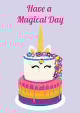 Magical unicorn Birthday cake card created by Rock & Rose Creative