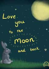 Cute Bunny Anniversary Card / Valentines Day Card - Love You To The Moon And Back created by Faraway Danielle