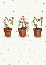 Pretty Mothers Day Card - Mam - Flower Pots created by Love Lucy Illustration