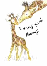 Baby giraffe and mummy card created by Kate Garrett