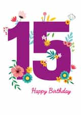 Floral 15th Birthday Card created by Yeti Design