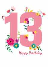 13th Birthday Floral Pink Number created by Yeti Design