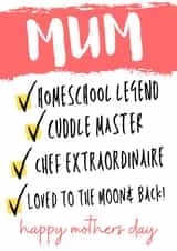 mum list Mothers Day Card 44326 created by KokoandDoo