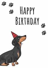Dachshund in Party Hat Birthday Card created by Send Salutations
