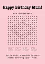 Birthday Mum Wordsearch Card created by Funnilyenough