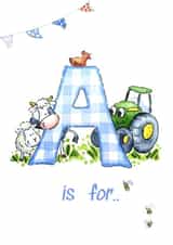 Initial A farm card for a little boy created by Kate Garrett