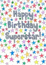 Happy Birthday Superstar bright stars card created by Sitting Knitting