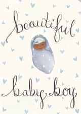 Beautiful Baby Boy Card darker skin tone created by Love Lucy Illustration