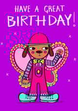 dog butterfly Birthday Card 21941 created by Claire Vessey Art