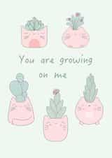 You are growing on me happy cat succulent card. created by Cards by Anna 