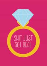 Cartoon diamond engagement card - it just got real created by Sasha Pretoria Design