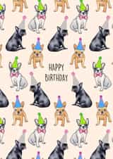 frenchies bulldog Birthday Card 20832 created by Poppy & Mabel