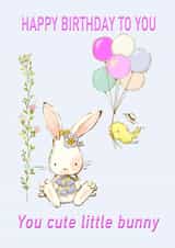 Birthday Cute Little Pink Bunny card created by June Malone