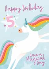 Unicorn Birthday Card Age 5 created by Macie Dot Doodles