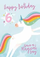 Unicorn Birthday Card Age 6 created by Macie Dot Doodles
