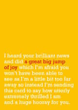 A great big jump of joy - good news card created by The Right Lines