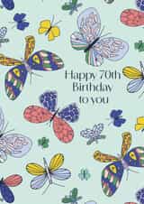 70th Birthday Butterfly birthday card created by Sazerelli Designs
