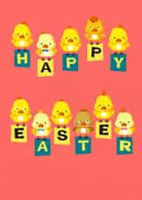 Cute flying chicks Happy Easter Card created by Jon Higham