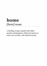 Word Definition - New Home Card - Where You Can Take A Shit Without Anxiety created by thelittleone