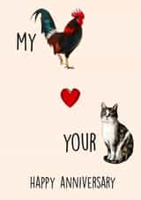 Cockrel and Pussy Cat Anniversary Card created by Poppy & Mabel