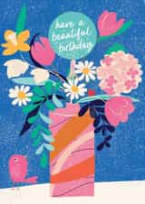 cute bird and floral birthday card, have a beautiful birthday! created by fiona gale designs