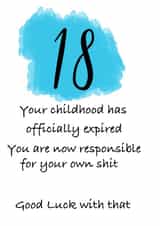 18 childhood expired Birthday card 1001 created by Loui's Funky card Designs