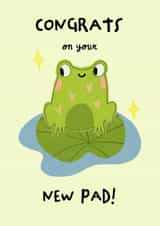 Cute Frog Pun New Home Card - Lily Pad - Congrats On Your New Pad! created by @chlosketch
