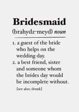 Bridesmaid definition - wedding day created by The Girl Next Draw Cards