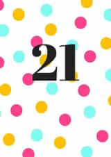 21st birthday card with pink dots created by Little Red Apple